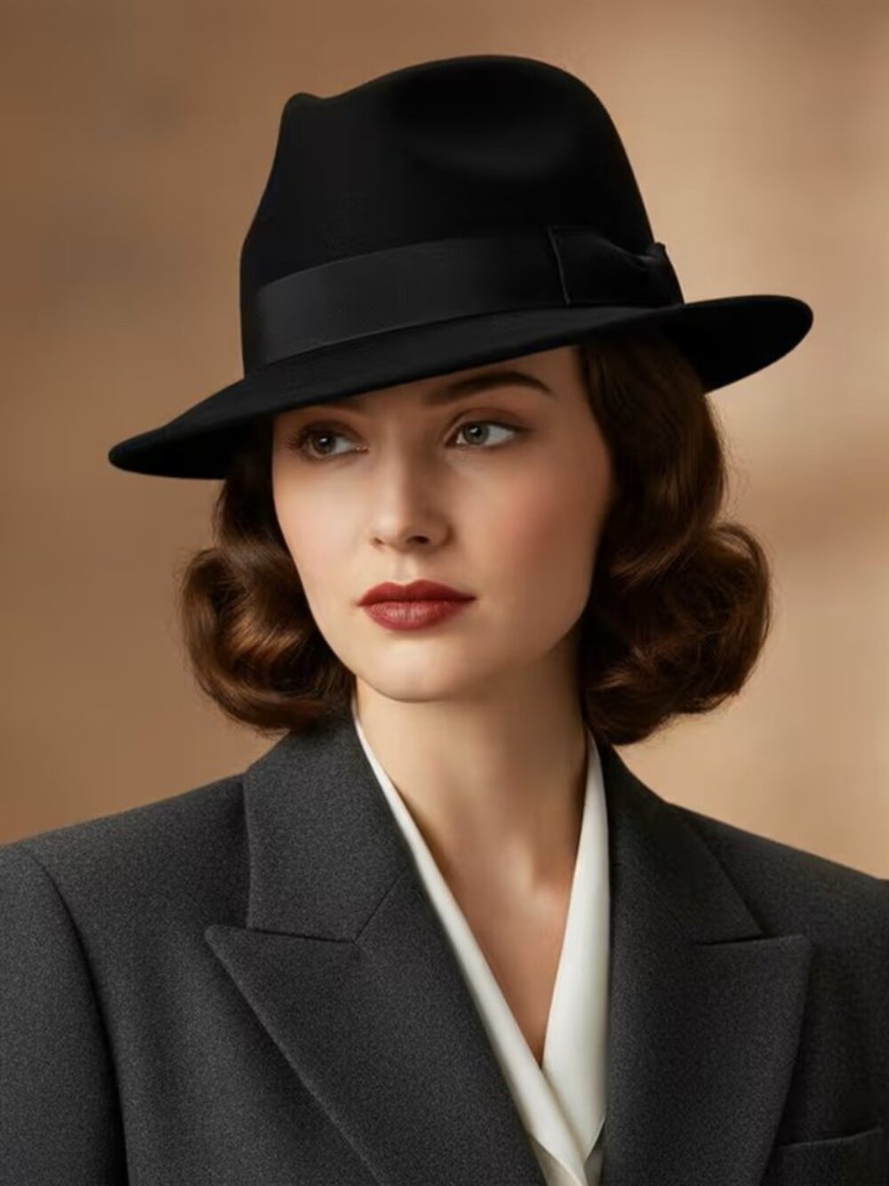 Black Wide Brim Fedora Hat Classic Vintage Gangster Church Dressy Trilby Unisex